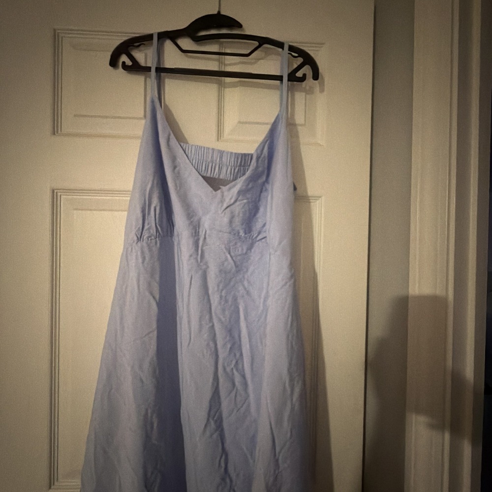 NEW A New Day Womens Open Back Maxi Dress Light Blue Size 3X Sleeveless Tiered